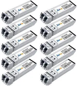 10G Gigabit Single Mode SFP+ LC Module,10G 1310nm SMF, up to 10 km, DDM,10GBase-LR Fiber Transceiver, Compatible with Cisco, Ubiquiti, Mikrotik,Netgear, Dlink,Linksys and More (10 Packs)