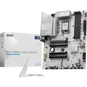 MSI PRO Z890-S WiFi White Motherboard, ATX - Supports Intel Core Ultra Processors (Series 2), LGA 1851 - DDR5 Memory Boost (8600+ MT/s OC), PCIe 5.0 x16 & 4.0 x16, M.2 Gen5, Wi-Fi 7, 2.5G LAN