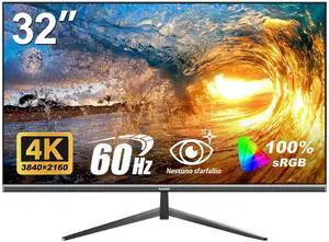 Gawfolk 32 Inch 4K UHD Computer Monitor, Ultra-Clear (3840×2160p) Screen, 100% sRGB,178° Viewing Angle, HDMIDisplay Port, Compatible with Wall mounting 100 * 100MM - Black