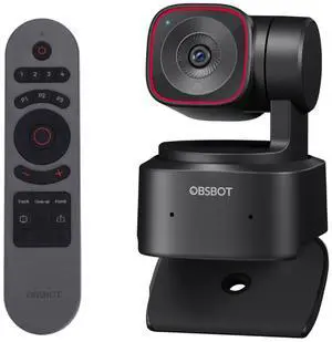 OBSBOT Tiny 2 Lite 4K Webcam & Smart Remote Combo, AI Tracking PTZ Streaming Camera with 1/2" Sensor, Gesture Control, 60 FPS, HDR, Microphones, Web Camera for Desktop Computer, Laptop, Meeting, Vide