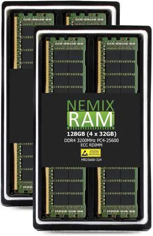 NEMIX RAM 128GB (4X32GB) DDR4 3200MHZ PC4-25600 2Rx4 1.2V CL22 288-PIN ECC RDIMM Registered Server Memory KIT