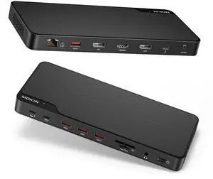MOKiN Thunderbolt 4 Dock - 16 Ports, Laptop Docking Station Dual Monitor for MacBook, Docking Station 3 Monitors for Windows with 150W DC Power,TB4 Cable,2.5 Gigabit EthernetThunderbolt Certified