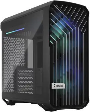 Fractal Design Torrent Compact RGB Black - Light Tint Tempered Glass Side Panels - Open Grille for Maximum air Intake - Two 180mm RGB PWM Fans Included - Type C - ATX Airflow Mid Tower PC Gaming Case