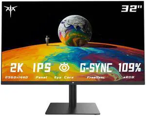 KTC 32 Inch 2K Monitor, 1440P IPS Computer Monitor, 100Hz Frameless QHD PC Monitor for Office & Gaming, Eye Care, G-Sync/FreeSync, 109% sRGB, HDR, HDMI/DP, Tilt Adjustable, VESA Mountable, H32T13