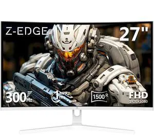 Z-Edge 27 inch Curved Gaming Monitor, FHD 1080P 300Hz 240Hz Computer Monitor, Ultra-Fast MPRT 1ms Curved Monitor, 1500R, 16.7M Colors, UG27HW Frameless Bezel, 2X DP 1.4 Ports and 2X HDMI 2.0 Ports