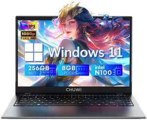 CHUWI GemiBook XPro Student Laptop 14.1'', Intel N100(up to 3.4GHz), 8GB LPDDR5 256GB SSD, Windows 11 Laptop Computer, 1920X1080 FHD Display, WiFi 6,BT5.2, HDMI,Type-C, Camera,5000mAh,2TB SSD Expand