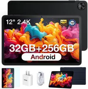 DOOGEE T20 Ultra 12 Inch Tablet, 10800mAh, 32GB+256GB ROM/2TB TF, Helio G99 Octa-Core Android Gaming, 2.4K Display, 16MP Camera, 4 Hi-Res Speakers, 5G WiFi/GMS/GPS/Widevine L1 - Black