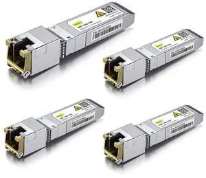 10Gtek - - +   , RJ45 to SFP+ Copper Ethernet CAT.6a Module, for Cisco SFP-10G-T-80, Ubiquiti UniFi, D-Link and More, Pack of 4