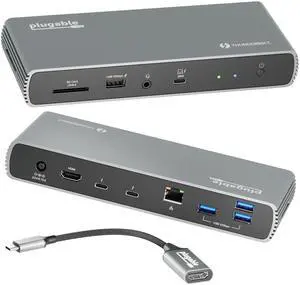 Plugable Thunderbolt 4 Dock with 100W Charging, Thunderbolt Certified, 3X Thunderbolt Ports, Laptop Docking Station Dual Monitor Single 8K or Dual 4K Monitor, 2.5G Ethernet, 1x SD, 4X USB