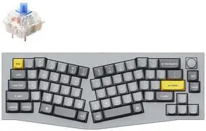Keychron Q8 Wired Custom Mechanical Keyboard Knob Version, 65% Alice Layout QMK/VIA Programmable with Hot-swappable Gateron G Pro Blue Switch Double Gasket Compatible with Mac Windows Linux (Grey)