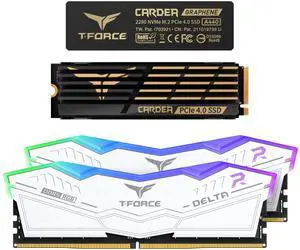 TEAMGROUP T-Force Delta RGB DDR5 32GB Kit (2x16GB) 6400MHz Desktop Memory (White) FF4D532G6400HC40BDC01 Bundle with CARDEA A440 2TB NVMe PCIe Gen4 M.2 2280 Gaming SSD (Read 7000) TM8FPZ002T0C327