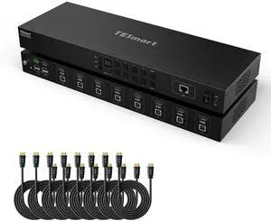 TESmart 8X1 HDMI KVM Switch 8 Port 4K@30Hz, USB2.0 Rackmount KVM Enterprise-Grade EDID Emulator | Hotkey Switch | RS232 | LAN Port | IR Remote | IP Control | Auto Scan | with 8 Pcs 5ft KVM Cable