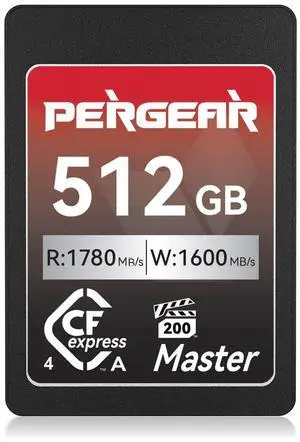 Pergear 512GB CFexpress 4.0 Type A Memory Card,up to 1780MB/S Read Speeds,USB4.0(PCIe 4.0),for Raw,8K 30P Recording,Compatible for Sony Camera,ILME-FX3,ILME-FX6,ILME-FX30 (Black Silver Master Series)
