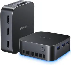 Blackview MP80 Mini PC Intel 12th N95(up to 3.4GHz), 16GB LPDDR5 512GB M.2 SSD Mini Desktop Computers, Support Dual LAN, 3 HDMI, 2.4/5G WiFi, 4K UHD