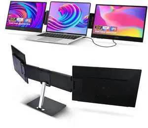 G-STORY 14" Portable Dual Monitor for Laptop Screen Extender 1080P Full HD One USB-A Cable Connect for 11.6-16Inch Laptop Portable Workstation(Dual Screen)