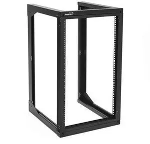 NavePoint 18U Server Rack with Swing Gate - Wall Mount Rack for 19 Inch IT & AV Equipment - Open Frame, Black NavePoint 18U Server Rack with Swing Gate - Wall Mount Rack for 19 Inch IT & AV Equipment - Open Frame, Black