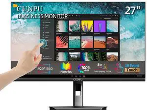 CUNPU 27 Inch Touchscreen Monitor, 10 Point Touch, FHD 1080P 75Hz Nano IPS Screen, 100% SRGB, VESA Wall Mountable, Tilt Adjustment, VGA HDMI for PC, Laptop Business & Work Station