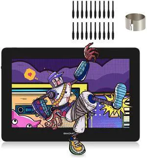GAOMON PD1320 13.3 Inch Pen Display & Extra 20 Nibs -120% sRGB Full-Laminated Graphics Drawing Tablet with Tilt Support and Adjustable Leather Stand - for Windows Mac Android OS