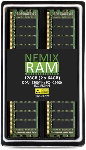NEMIX RAM 128GB (2X64GB) DDR4 3200MHZ PC4-25600 2Rx4 1.2V CL22 288-PIN ECC RDIMM Registered Server Memory KIT