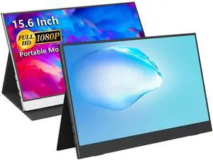 cocopar USB-C Portable Monitor Bundle [Black & Silver] 15.6 Inch 1080P FHD HDR Zero Frame USB-C Computer Display with Dual Type-C Mini HDMI for Laptop PC Mac Surface Xbox PS4/5 Switch with Smart Cover