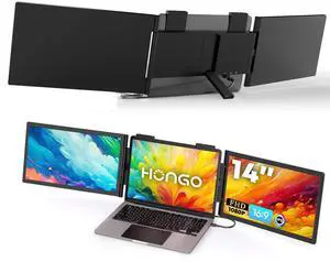 HONGO Laptop Screen Extender -Portable Monitor with Dual Screen 14" -Laptop Monitor Extender Compatible with Windows Mac for Travel Work Fits 14"-16" Laptops