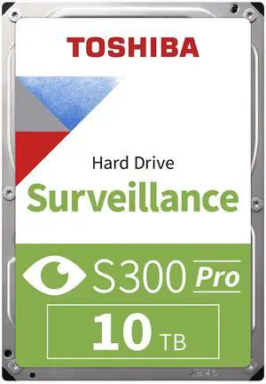 Toshiba S300 PRO 10TB Surveillance 3.5 Internal Hard Drive  CMR SATA 6 Gb/s 7200 RPM 512MB Cache - HDWTA1AUZSVAR