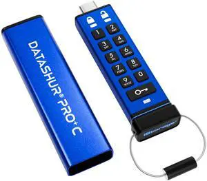iStorage datAshur PRO+C 512GB | Secure USB Type-C Memory Stick | FIPS 140-3 Level 3 Pending | PIN Protected | Type C-A Adapter Included.