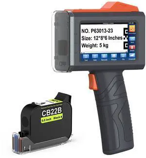 YEV Handheld Inkiet Printer V127 Newly Enhanced 16-Hour Continuous Printing 5 Wheel Support for Printing Batch Numbers, Logos, Serial Numbers, Barcodes, and QR Codes on Diverse Materials (Orange)
