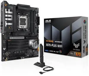 ASUS TUF Gaming X870-PLUS WiFi AMD AM5 X870 ATX Motherboard, 16+2+1, 80A SPS Power Stages, DDR5, PCIe 5.0 Ready, Four M.2 Slots, Wi-Fi 7, 2.5Gb LAN, HDMI, USB4® 40Gbps, SATA 6 Gbps, USB 20Gbps Type-C