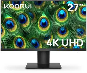 KOORUI 27 Inch 4K Monitor Computer UHD(3840 * 2160) IPS Display, 99% sRGB, 95% DCI-P3, 1.07 Billion Colors, Freesync & G-sync, Displayport & 2X HDMI, VESA 100 * 100mm, Tilt -5 to 20°, Audio Out (N07)