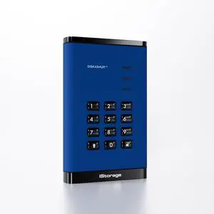 iStorage diskAshur3 HDD 1TB Blue - Secure Portable Hard Drive - Password Protected - Dust & Water Resistant - Hardware Encryption
