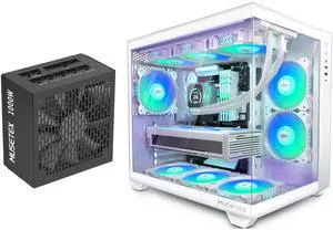 MUSETEX Y6 PC CASE ATX 6 PWM ARGB Fans Pre-Installed Bundled 1000W PC Power Supply
