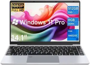 Gezoon 14.1 inch Laptop Computer, 8GB RAM 512GB SSD, Celeron N4020C Processor(Beat N4020/N4000), Thin & Portable Laptop Computer, Dual WiFi, USB 3.0, BT,Webcam,Full-Featured Type-C