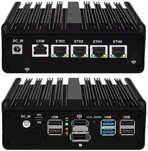 Firewall Micro Appliance N150Upgraded N100, 4C/4T,4Xi226-V 2.5G Fanless Mini PC,6*USB,1*HDMI,1*DP 1*RJ45 COM,Small Desktop PC Computer for Industrial Business Office