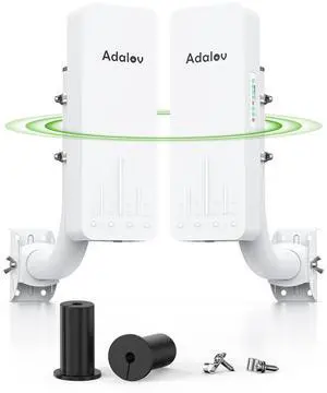 CPE661 Gigabit Wireless Bridge with Mounts, Dual WiFi Broadcasters, 3KM 5.8GHz Outdoor Point-to-Point WiFi Extender, No Router Needed, Long Range Network Extension for Starlink, Farm, Garage, Barn