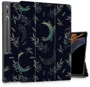 Tuiklol Tablet Case for Samsung Tab S10 Ultra (2024 Release) / Tab S9 Ultra 14.6 Inch (2023 Release), Built-on Pencil Holder Slim Hard Shell Case Trifold Stand Cover Auto Wake/Sleep, Green Celestial