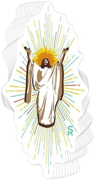 Catholic Concepts | Resurrection 4 x 2.25 Vinyl Sticker Label Decal Waterproof Cool Accessory for Laptop, Hard Hats, Water Bottles, Scrapbooks, Folders, Cell Phone | 10-Pack