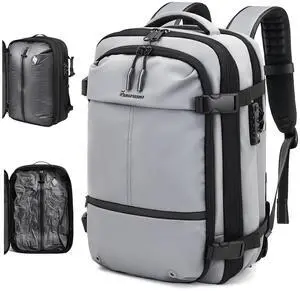 FABIEN CHERON Travel Backpack with Vacuum System,60L Expandable Vacuum Backpack Travel with TSA Lock,17.3 inch Laptop Backpacks Vacpack Backpacks with Vacuum(Grey,No Air Pump)