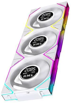 Jungle Leopard Interstellar V4 120mm PC Reverse Blade Case Fan|Computer Cooling PC ARGB Fans Daisy Chain Fan|Three-Mode Digital Display|Infinity Mirror Design|600-2100 4Pin PWM Control(White-3Pack)