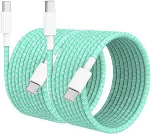USB C to USB C Cable 10 FT for iPhone 16 15 Pro Max,Long C to C Cable Fast Charging Cord Braided for iPhone 16 15 Pro/16 15 Plus/16e,MacBook,iPad 10/11th 60W-Green