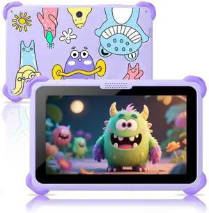Kids Tablet 7 inch Tablets for Kids 3-12, 32GB Android Toddler Tablet with Solid Case, YouTube, Netflix, GMS, Bluetooth, WiFi, Education Learning Apps Installed, Parent Control(Purple)