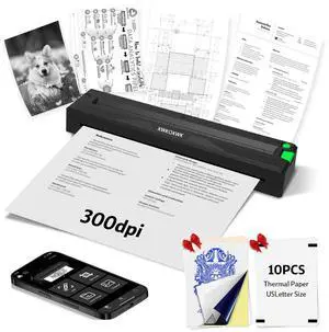 Portable Printers Wireless for Travel,Upgraded Inkless Thermal Bluetooth Mini Printer Compatible with Android,iOS&Laptop,Support 8.5" X 11" US Letter&A4,Portable Small Mobile Travel Printer for Home