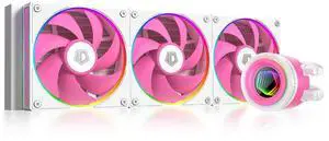 ID-COOLING FX360 INF Pink Edition 360mm Liquid CPU Cooler, AIO Cooler with ARGB Infinity Mirror Effect, 3x120mm Daisy-Chained Fans Low-Noise Operating 29.9dB(A) Max., Intel & AMD Compatible