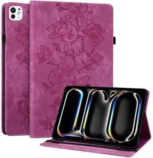 YHDXUYS Case for iPad Pro 13 Inch (M5/M4) 2025/2024, Auto Wake/Sleep Slim PU Leather Folio Cover with Multi-Angle Stand and Pen Holder, Rose