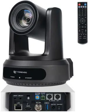 TONGVEO AI Auto Tracking PTZ Camera 20X Optical +16X Digital Zoom USB3.0/HDMI/SDI/LAN Conference Room Camera 1080P 60fps, for Live Streaming Church Services Worship OBS,VMix