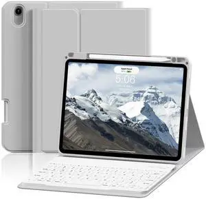 SQBEBS Case with Keyboard for iPad Air 11 inch M3/M2 (2025/2024), iPad Air 5th/4th Generation 10.9 inch (2022/2020), Detachable Bluetooth Keyboard, Stand Folio Cover with Pencil Holder, Gray