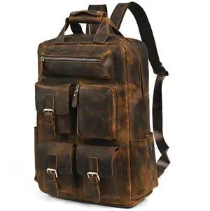 HandadsumeGenuine Crazy Horse Leather Large Travel Back-pack Rucksack Laptop Bag For Men 1965 (The 1170 Brown) HandadsumeGenuine Crazy Horse Leather Large Travel Back-pack Rucksack Laptop Bag For Men 1965 (The 1170 Brown)