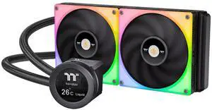 Thermaltake TOUGHLIQUID Ultra 280 RGB CPU Liquid Cooler, AMD(AM5/AM4) Intel(LGA 1700/1200), 2.1 Inch Rotational LCD Display 2000RPM Radiator Fan, TT RGB Plus 2.0. Software, CL-W371-PL14SW-A,Black