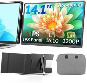 Dopesplay 14.1" FHD 1920x1200 IPS Laptop Extender, 16:10 Matte Dual Monitor for 14-17" Laptops | USB-C/HDMI, Plug-and-Play | Lightweight Foldable | Compatible with Win/Mac/Android/Switch