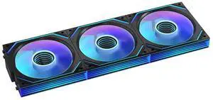 Jungle Leopard Interstellar V2 120mm PC Reverse Blade Case Fan Infinity Mirror Module Daisy-Chain ARGB Fan Triple Pack with Controller Suitable for Computer Case & 360mm AIO Cooler(Black-3pack)